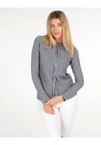 Unisono - SWETER Z KAPTUREM S1811 GRIGIO. Typ kołnierza: kaptur. Materiał: wiskoza, dzianina, prążkowany, nylon, poliester. Długość: krótkie