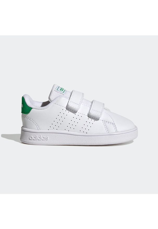 Adidas - Advantage Lifestyle Court Two Hook-and-Loop Shoes. Zapięcie: pasek. Kolor: biały, wielokolorowy, czarny, zielony. Materiał: materiał. Wzór: paski. Model: Adidas Advantage