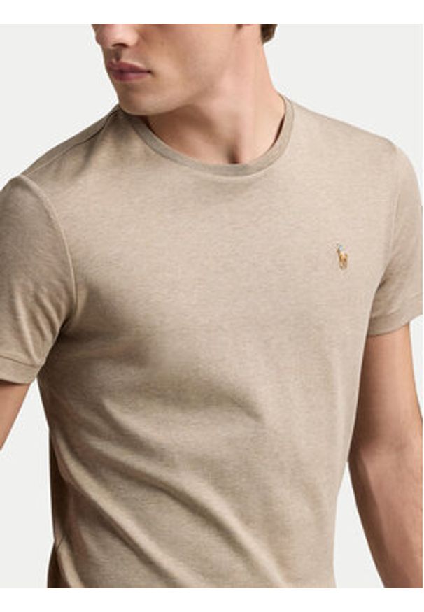 Polo Ralph Lauren T-Shirt 710740727089 Beżowy Custom Slim Fit. Typ kołnierza: polo. Kolor: beżowy. Materiał: bawełna