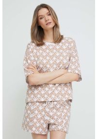DKNY - Dkny t-shirt lounge kolor beżowy. Kolor: beżowy. Długość rękawa: krótki rękaw. Długość: krótkie #4