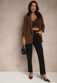 Renee - Czarne Spodnie z Wiskozą o Garniturowym Kroju High Waist Senaridra. Okazja: na co dzień. Stan: podwyższony. Kolor: czarny. Materiał: wiskoza. Styl: klasyczny, elegancki, casual #3