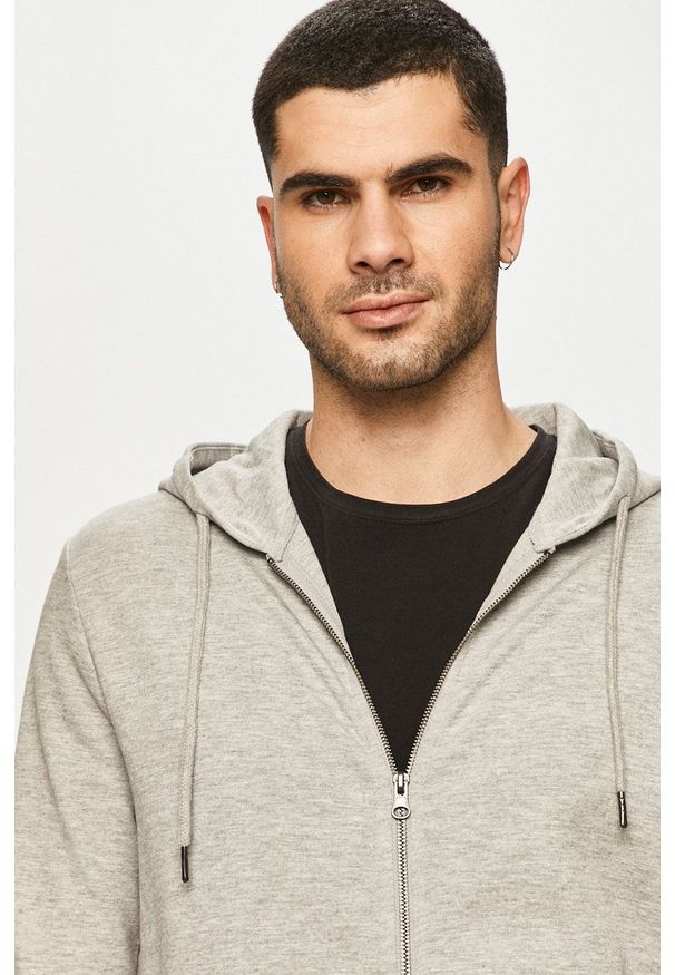 Jack & Jones - Bluza. Okazja: na co dzień. Typ kołnierza: kaptur. Kolor: szary. Styl: casual