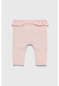 Jamiks legginsy niemowlęce kolor różowy gładkie. Kolor: różowy. Materiał: dzianina. Wzór: gładki #4