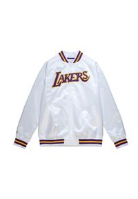 Mitchell & Ness - Lekka satynowa kurtka Los Angeles Lakers. Kolor: biały. Materiał: satyna. Sport: koszykówka #1