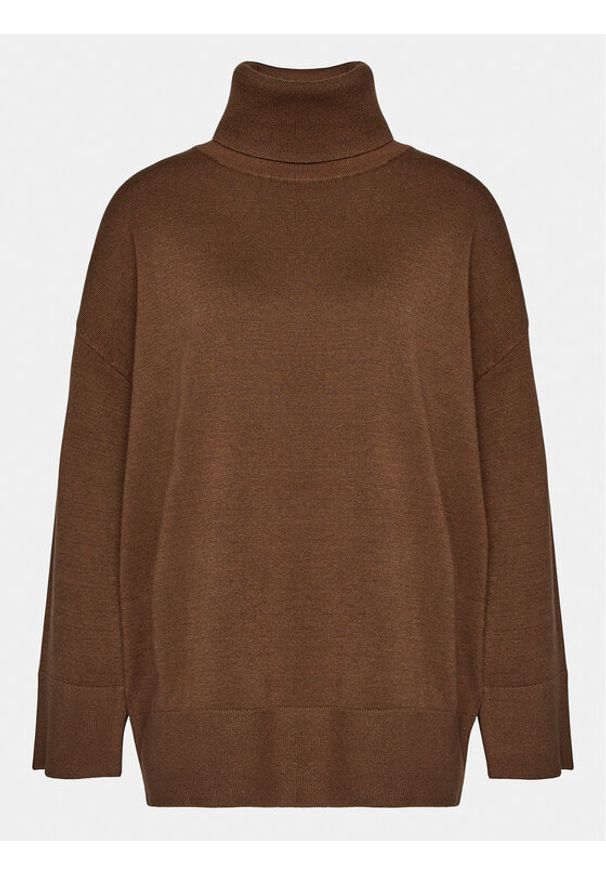 Moss Copenhagen Sweter Mschodanna 17732 Brązowy Casual Fit. Okazja: na co dzień. Kolor: brązowy. Materiał: wiskoza. Styl: casual