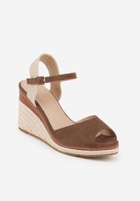 Born2be - Brązowe Sandały VICES na Koturnie z Plecionki w Stylu Boho Corolea. Zapięcie: pasek. Kolor: brązowy. Materiał: len. Obcas: na koturnie. Styl: boho. Wysokość obcasa: średni #3