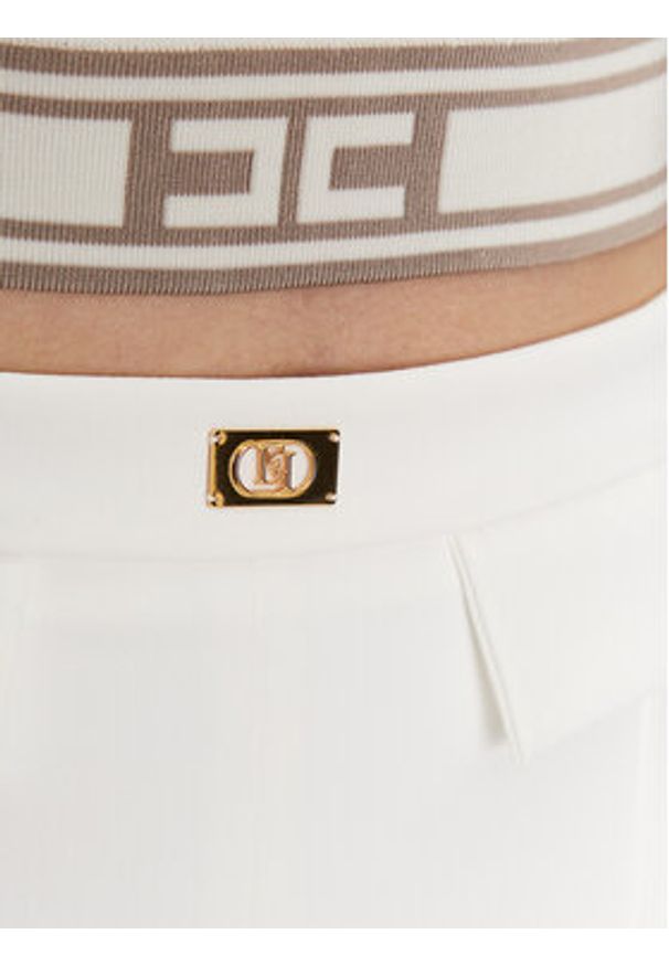 Elisabetta Franchi Spodnie materiałowe PA-078-51E2-V300 Biały Regular Fit. Kolor: biały. Materiał: syntetyk