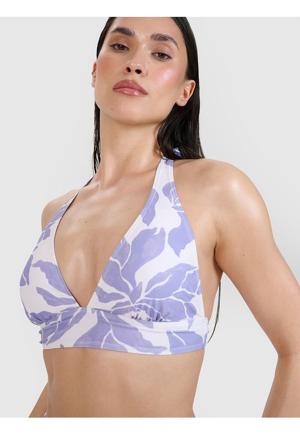 4f - 4F Góra od bikini damska - fioletowa L. Kolor: fioletowy. Materiał: elastan, materiał, syntetyk