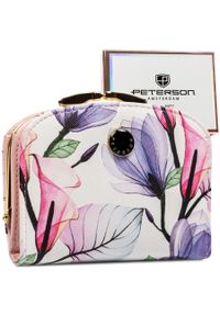 Portfel damski Peterson PTN 1830-F8 wzór 1. Materiał: skóra. Wzór: aplikacja