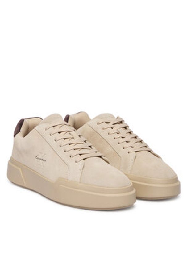 Calvin Klein Sneakersy Chunky Cupsole Laceup Su YM0YM01453 Beżowy. Kolor: beżowy. Materiał: skóra, zamsz