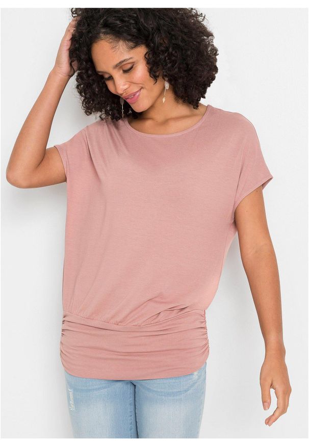 bonprix - T-shirt z miękkiej mieszanki wiskozy. Kolor: różowy. Materiał: wiskoza
