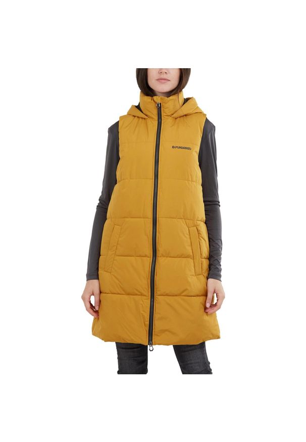 FUNDANGO - Kamizelka damska Fundango Scarlet Padded. Kolor: żółty. Długość: długie. Sezon: zima, jesień