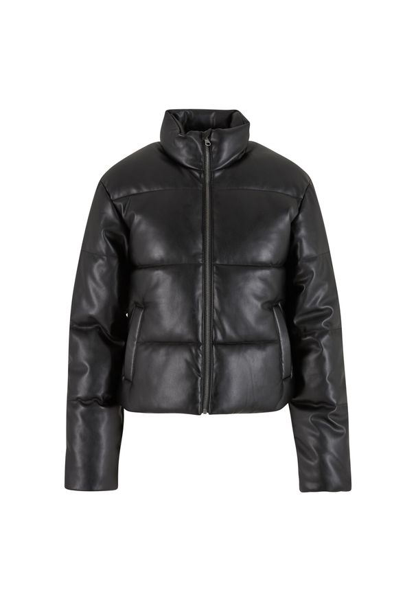 Kurtka puchowa z syntetycznej skóry damska Urban Classics. Kolor: czarny. Materiał: skóra, syntetyk, puch