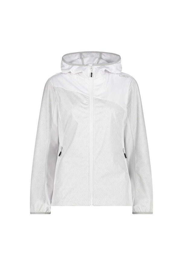 Kurtka przeciwdeszczowa z kapturem damska z nadrukiem CMP. Typ kołnierza: kaptur. Kolor: szary, wielokolorowy, biały. Wzór: nadruk. Sport: turystyka piesza