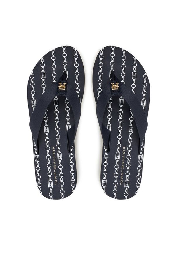 TOMMY HILFIGER - Tommy Hilfiger Japonki Th Chain Print FW0FW08514 Granatowy. Kolor: niebieski. Materiał: materiał. Wzór: nadruk