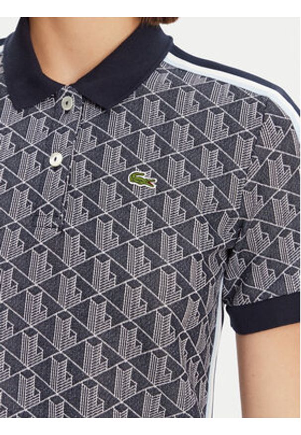Lacoste Polo DF3364 Granatowy Slim Fit. Typ kołnierza: polo. Kolor: niebieski. Materiał: syntetyk, bawełna