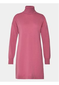 Sisley Sukienka dzianinowa 1044MV00L Różowy Slim Fit. Kolor: różowy. Materiał: wełna #6