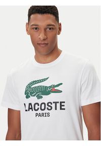 Lacoste T-Shirt TH5634 Biały Regular Fit. Kolor: biały. Materiał: bawełna #5