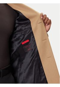 Hugo - HUGO Płaszcz wełniany Migor2541 50546528 Beżowy Slim Fit. Kolor: beżowy. Materiał: wełna #3