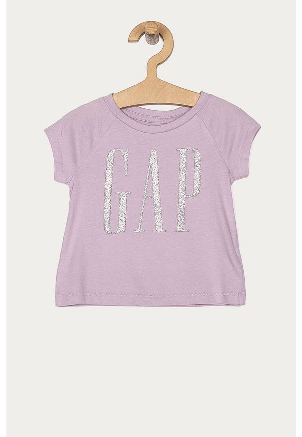 GAP - T-shirt dziecięcy 80-110 cm. Okazja: na co dzień. Kolor: fioletowy. Materiał: bawełna, dzianina. Wzór: nadruk. Styl: casual