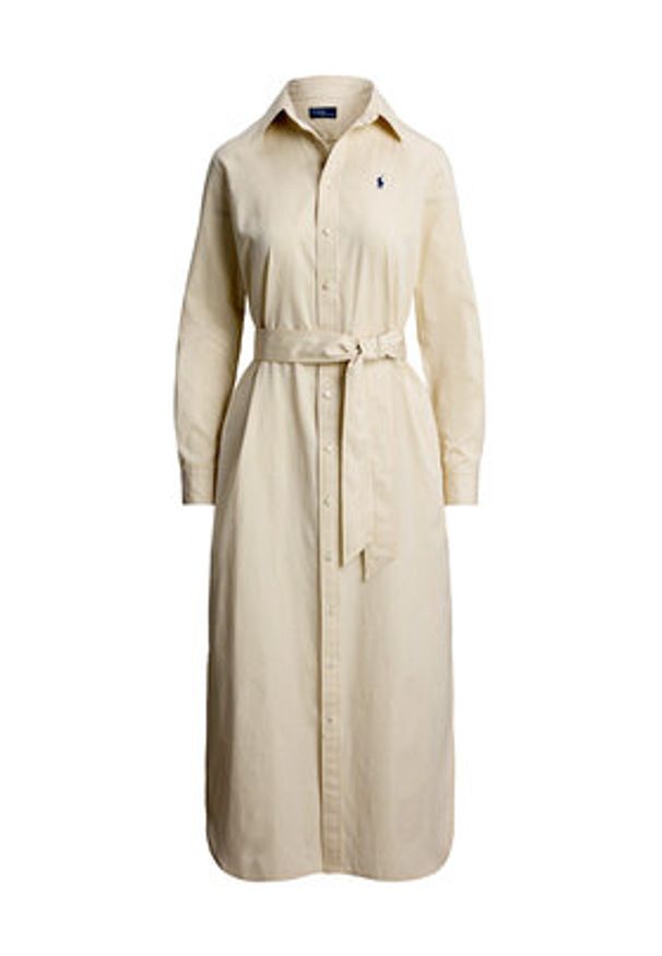 Polo Ralph Lauren Sukienka koszulowa 211A96362002 Beżowy Regular Fit. Typ kołnierza: polo. Kolor: beżowy. Materiał: bawełna. Typ sukienki: koszulowe