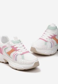Born2be - Biało-Różowe Sneakersy z Ozdobnymi Przeszyciami Liveniza. Kolor: biały #3