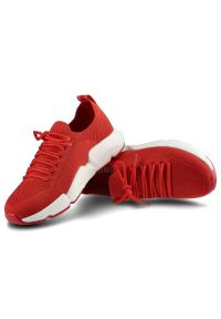 Big-Star - Czerwone Sneakersy Big Star Damskie Sportowe Buty. Okazja: na spacer. Kolor: czerwony. Materiał: materiał. Szerokość cholewki: normalna. Sport: turystyka piesza #7