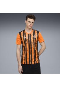 Puma - Męska koszulka domowa FC Shakhtar Donetsk 25/26 PUMA Rickie Orange Black. Kolor: czarny, pomarańczowy, wielokolorowy, żółty. Sport: piłka nożna
