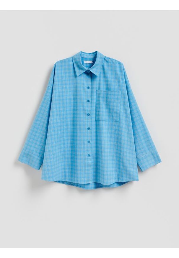 Reserved - Koszula w kratę - jasnoniebieski. Kolor: niebieski. Materiał: wiskoza, tkanina