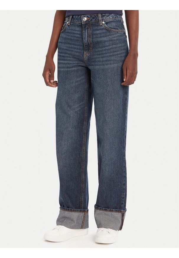 Hugo - HUGO Jeansy Gealena_2 50542144 Granatowy Wide Leg. Kolor: niebieski