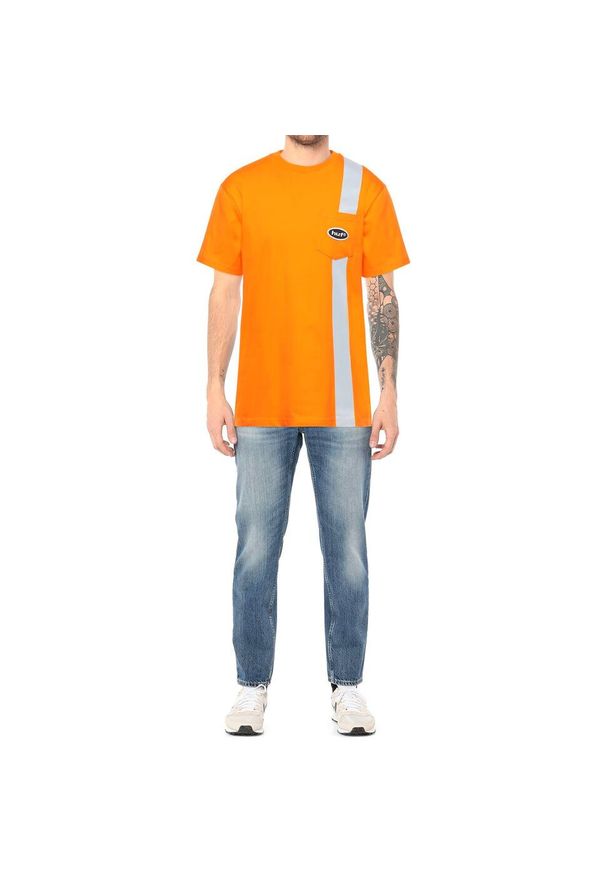 HUF - Koszulka turystyczna męska Huff Safety S/s. Kolor: pomarańczowy. Materiał: bawełna