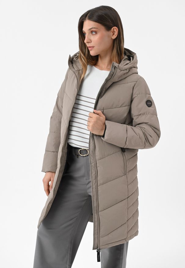 Volcano - Zimowy płaszcz J-LOA. Kolor: beżowy. Materiał: dresówka, materiał. Sezon: zima