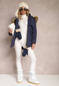 Renee - Granatowa Kurtka Parka z Odpinanym Kapturem i Futerkiem Veazee. Okazja: na co dzień. Kolor: niebieski. Materiał: futro. Sezon: zima. Styl: klasyczny, elegancki, casual #4