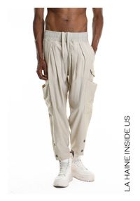 La Haine Inside Us Spodnie | 3M M1247 | Mężczyzna | Beżowy. Okazja: na co dzień. Kolor: beżowy. Materiał: wiskoza, poliamid. Wzór: aplikacja. Styl: casual, elegancki #5