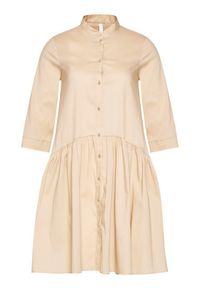 Imperial Sukienka koszulowa AA7PBBE Beżowy Reguular Fit. Kolor: beżowy. Materiał: bawełna. Typ sukienki: koszulowe #4