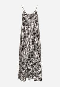 Born2be - Czarna Bawełniana Sukienka Rozkloszowana z Geometrycznym Wzorem Niladora. Okazja: na co dzień. Kolor: czarny. Materiał: bawełna. Długość rękawa: na ramiączkach. Wzór: geometria. Sezon: lato. Styl: casual #3