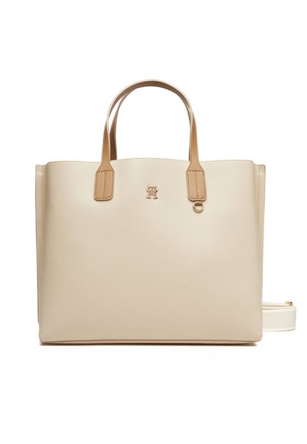 TOMMY HILFIGER - Tommy Hilfiger Torebka Th Distinct Satchel AW0AW17463 Beżowy. Kolor: beżowy. Materiał: skórzane