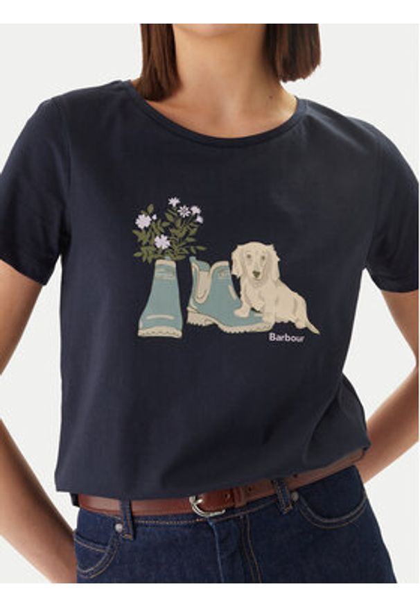 Barbour T-Shirt Brambles LTS0712NY73 Granatowy Regular Fit. Kolor: niebieski. Materiał: bawełna