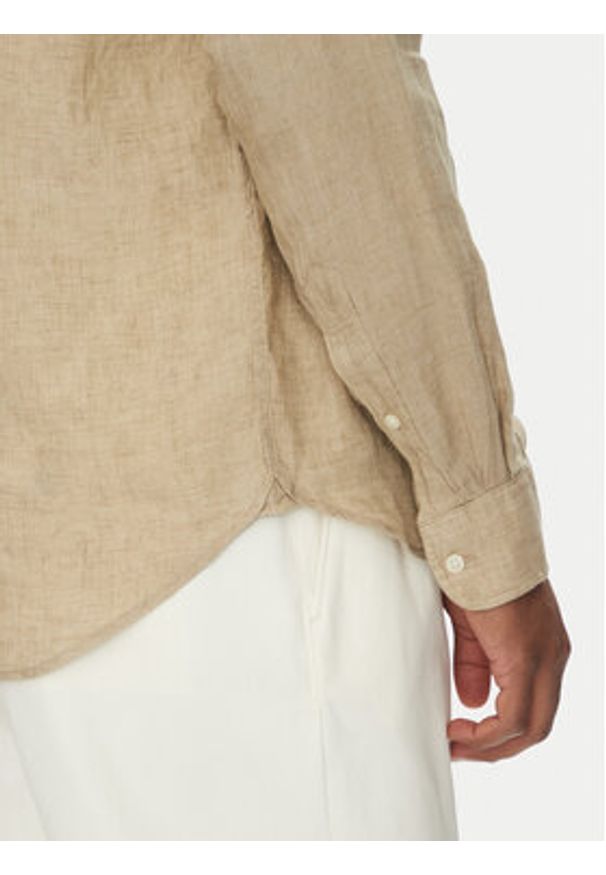TOMMY HILFIGER - Tommy Hilfiger Koszula MW0MW34602 Beżowy Regular Fit. Kolor: beżowy. Materiał: len
