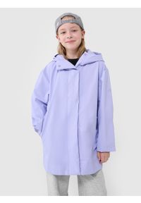 4f - 4F Kurtka przejściowa przeciwdeszczowa z gumową powłoką dziecięca - fioletowa 128 (7-8 lat). Okazja: na co dzień. Typ kołnierza: kaptur. Kolor: fioletowy. Materiał: guma. Wzór: gładki. Sezon: lato. Styl: casual, sportowy, klasyczny #1