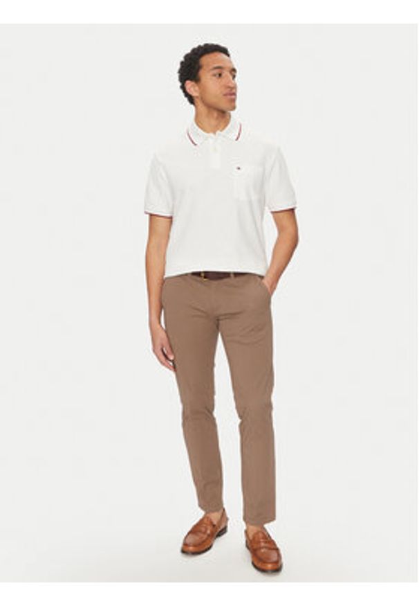 TOMMY HILFIGER - Tommy Hilfiger Polo MW0MW38457 Biały Classic Fit. Typ kołnierza: polo. Kolor: biały. Materiał: bawełna