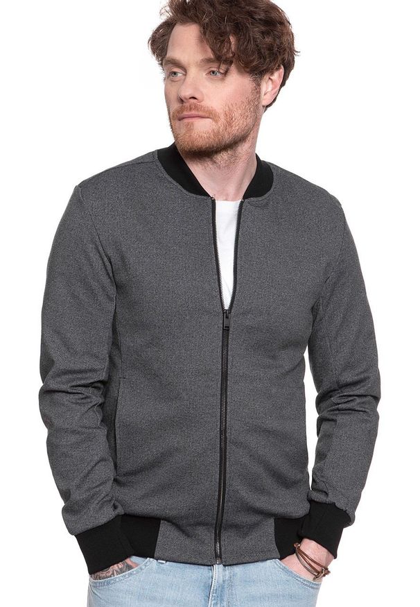 Selected - SELECTED HOMME SLHJUAN BOMBER SWEAT JACKET MĘSKA KURTKA PRZEJŚCIOWA BLACK 16070483