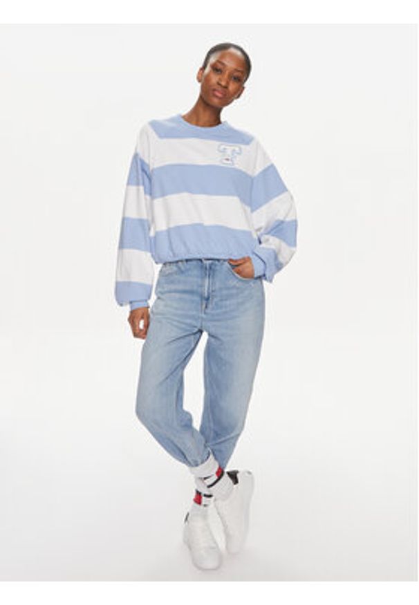 Tommy Jeans Bluza Letterman DW0DW17789 Niebieski Relaxed Fit. Kolor: niebieski. Materiał: bawełna