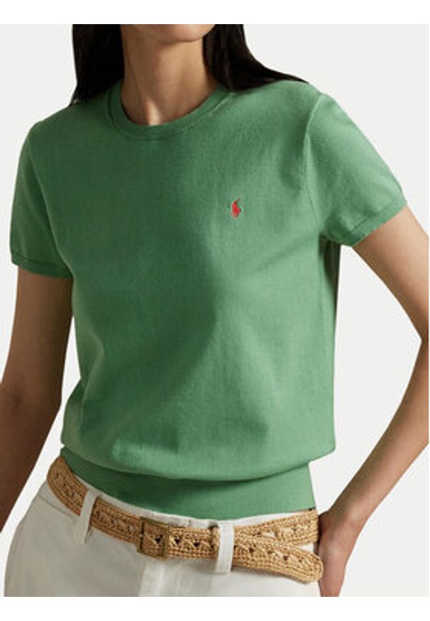 Polo Ralph Lauren Sweter 211891673027 Zielony Regular Fit. Typ kołnierza: polo. Kolor: zielony. Materiał: bawełna