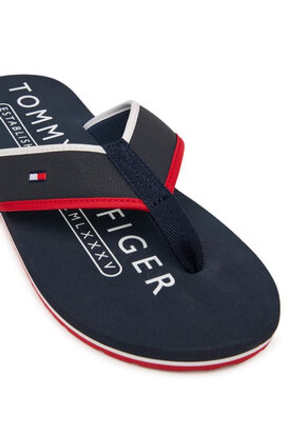 TOMMY HILFIGER - Tommy Hilfiger Japonki Tumble Beach Sandal FM0FM05710 Granatowy. Kolor: niebieski. Materiał: skóra