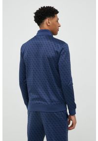 Guess bluza męska kolor granatowy z aplikacją. Kolor: niebieski. Materiał: dzianina. Wzór: aplikacja #2