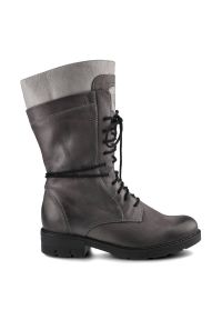 Szare Botki Damskie Karino Codzienne Stylowe Buty. Okazja: na co dzień. Kolor: szary. Materiał: futro, syntetyk, nubuk. Szerokość cholewki: normalna. Sezon: zima. Obcas: na obcasie. Styl: casual, elegancki. Wysokość obcasa: niski #4