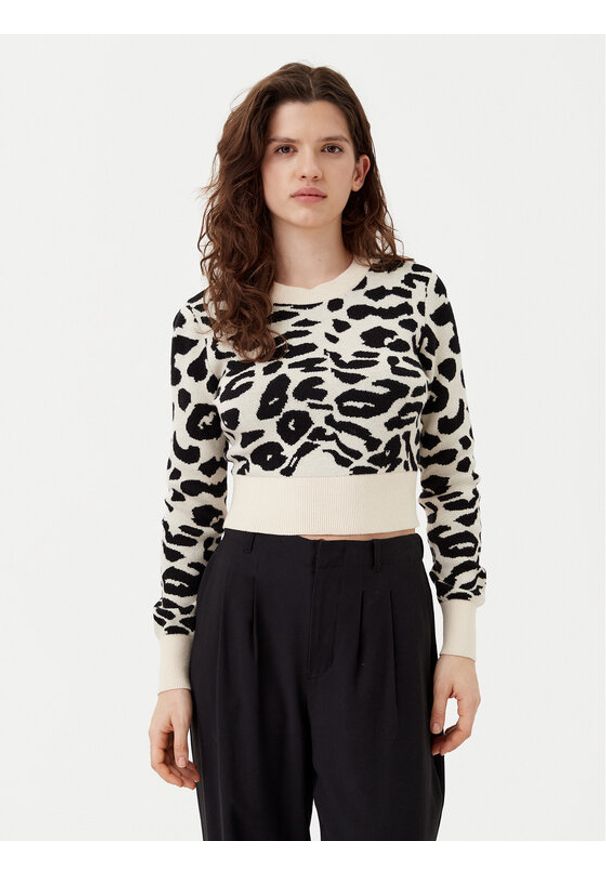 only - ONLY Sweter Lima 15339828 Beżowy Cropped Fit. Kolor: beżowy. Materiał: wiskoza