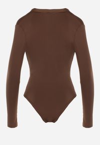 Born2be - Brązowe Body z Wiskozą i Kopertowym Dekoltem Candletree. Okazja: do pracy, na co dzień. Typ kołnierza: dekolt kopertowy. Kolor: brązowy. Materiał: wiskoza. Styl: elegancki, casual #2