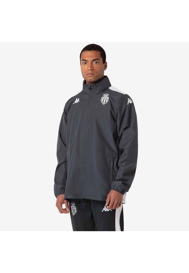 Kappa - Kurtka z dresu AS Monaco Adverzip Pro 8 2024/25. Kolor: wielokolorowy, szary, biały. Materiał: dresówka. Sport: piłka nożna